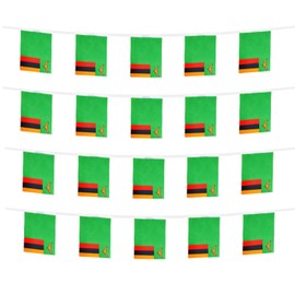 FFILL Zambian Banner Flag String, Zambia Mini Flag Small Banner, for Party, Shops and Bars Decorations, Outdoor Decorations. (Zambia)