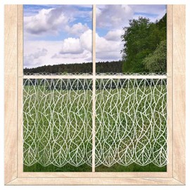atelier alles-Spitze Elegant White Net Curtain Cloe Made of Delicate Air Tip Modern Short Curtain with Imaginative Wave Pattern Height x Width 43 x 80 cm
