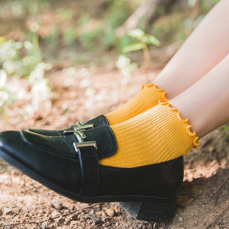 UTTPLL Womens-Ruffle-Turn-Cuff-Casual-Lettuce Socks Lovely Double Needle Ankle Boot Socks Athletic