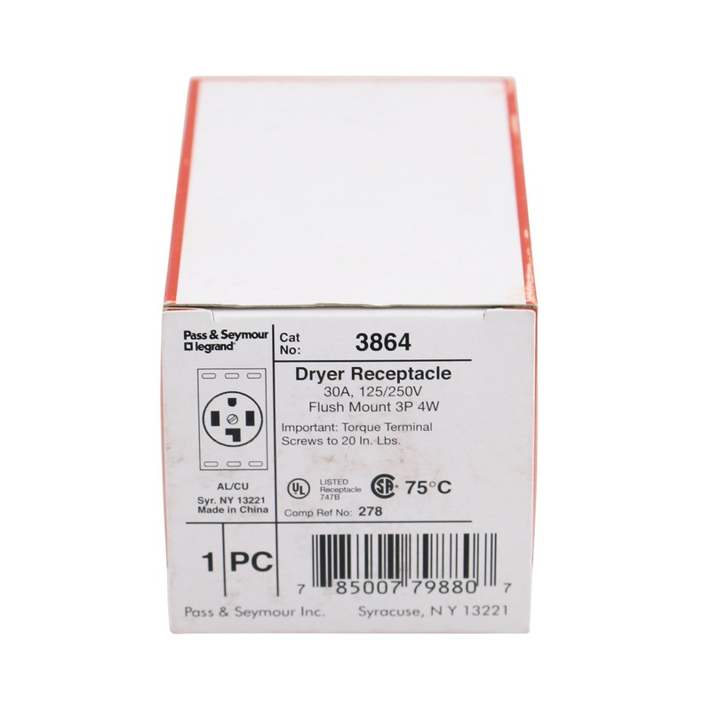 Pass & Seymour Legrand 3864 Straight Blade Dryer Outlet, NEMA