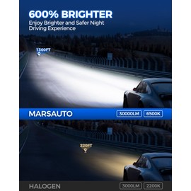 Marsauto 9005/HB3 Bulbs, 30000LM Super Bright Powersport or Fog Bulbs, 9005 Light Bulbs Small Size, 50000HRS Long Lifespan Plug and Play, Pack of 2