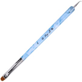 Ivy L 2- Way French Gel Acrylic Nail Art Kolinsky Brush with Dotting Tool for Professional Manicure Cuticle Clean up Nail Art Design (Size # 8, Blue Marble)