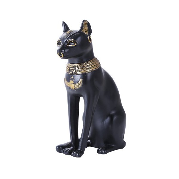 Pacific Giftware 8 Inches Ancient Egyptian God Black and Golden Bastet Cat Statue Figurine
