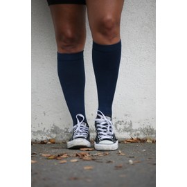 Absolute Support - Made in USA - Opaque Cotton Compression Socks for Women and Men 20 - 30 mmHg - Compression Socks for Women and Men 20 - 30 mmHg with Circulation - Navy, Medium