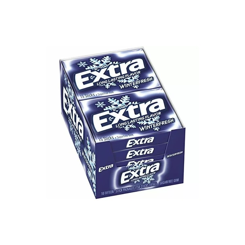 EXTRA Winterfresh Chewing Gum, 15 Pieces (10 Pack)