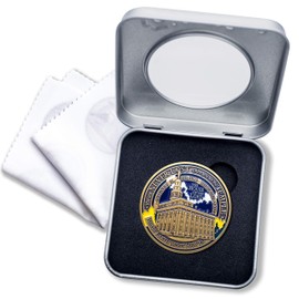 Armor Coin & Emblem - LDS Nauvoo Temple Medallion with Deluxe Display Tin Box and Bonus polishing Cloth