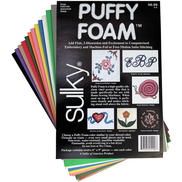 Sulky Of America 12 Color 3mm Puffy Foam Assortment, 6"