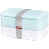 PuTwo Bento Box Lonchera de 2 niveles, sin derrames, para