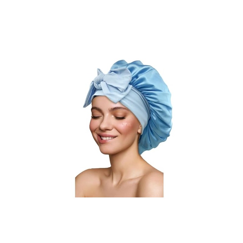 RUAKIVA Gorro de Pelo Rizado de Satn,Gorro de Dormir de