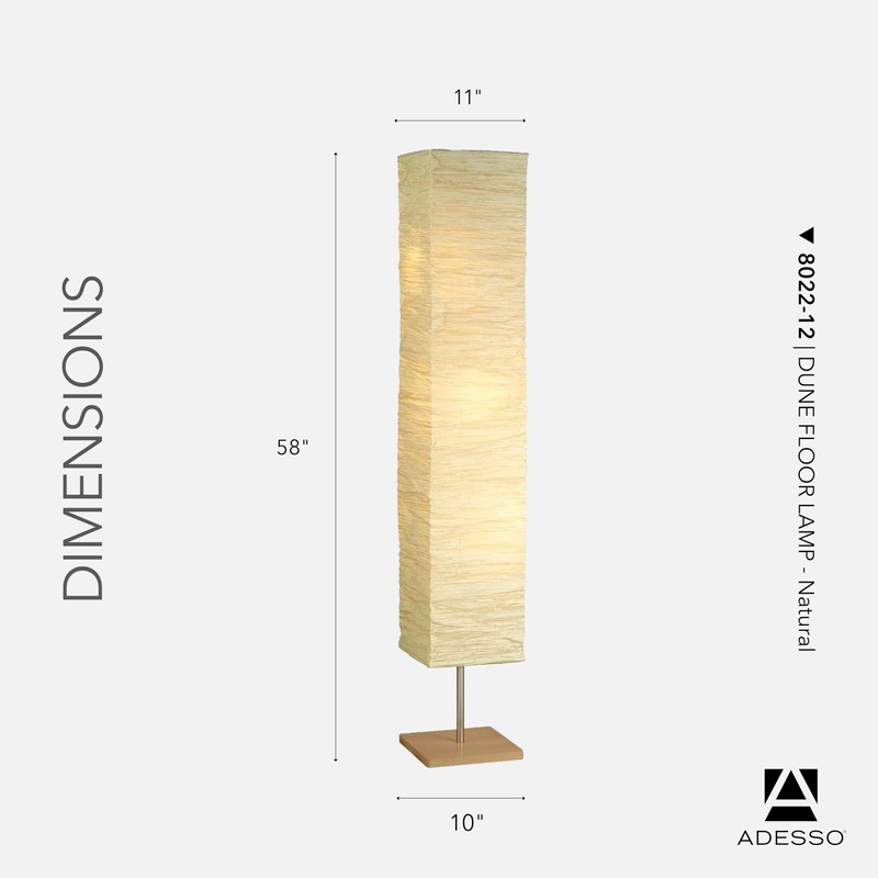 Adesso Three Light Floor Lamp – Natural Wood Base &