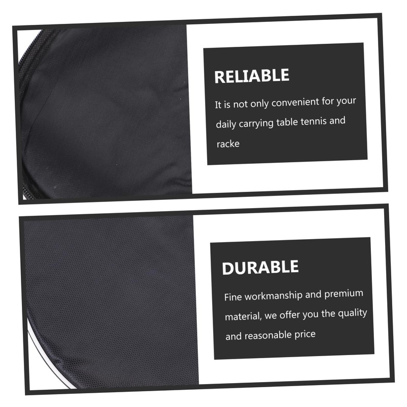 Black Half Round Pong Paddle Storage Bag 180-Degree Opening Compact