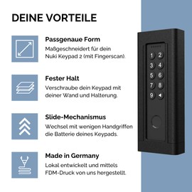 Cleverstation Wall Mount - Suitable for Nuki Keypad 2 Door Lock Fingerprint Door Opener Holder, Door Lock Smart Holder (Black)
