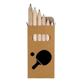 Azeeda 6 x 'Ping Pong Paddle With Ball' Short 85mm Pencils/Coloured Pencil Set (PE00061548)