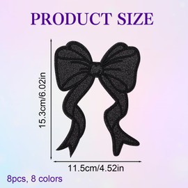 7 parches para planchar con lazo con purpurina – 4 x 5 pulgadas, color arcoíris brillante, cola curvada, con lentejuelas bordadas, para ropa, mochilas, ropa, jeans, chaquetas, camioneros, sombreros