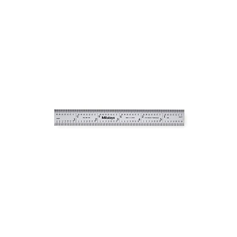 Mitutoyo 182-101, Steel Rule, 6" (4R), (1/8, 1/16, 1/32, 1/64"),
