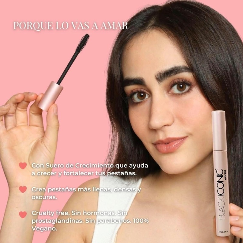 Black Iconic Mascara - Mascara de Pestañas Waterproof- Con Suero