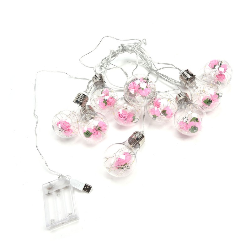 Light String 100LEDs Copper Wire Light String Artificial Rose E27
