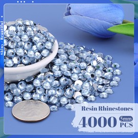 4000PCS 5mm Resin Rhinestones in Bulk (Light Blue), Bedazzling Flatback Crystals Rhinestones for Crafting DIY Nail Decoration, Gems Diomand Charms for Tumbler Shoes Clothing Fabric