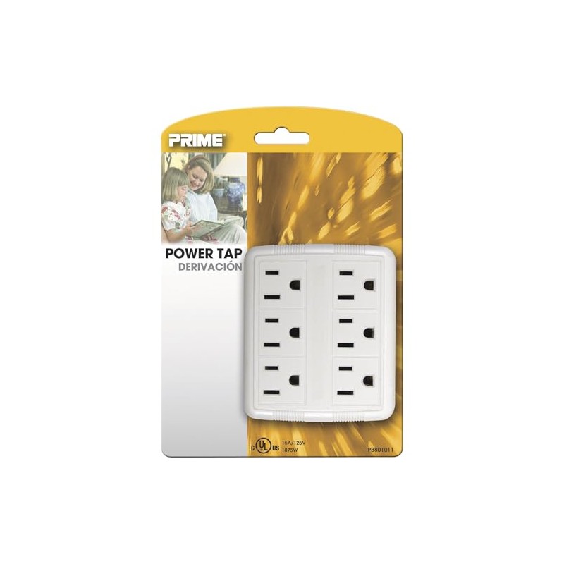 Prime PB801011 6 Outlet Power Tap, White