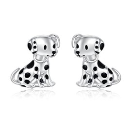 Hypoallergenic Dalmatian Dog Stud Earrings 925 Sterling Silver-Spotted Dog Earrings Jewelry Puppy Gifts for Women Dog Lovers
