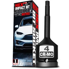 KIRXST Power Bit Insert Hexagon Socket 1/2 Inch H4 (4 mm) Impact Hex Bit Insert, CR-MO Steel, for Torque Wrench, Drill Set, Ratchet