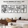 ZNZAPO 4 Pcs Black Metal Flower Wall Art, Abstract Line