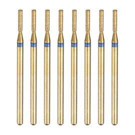 sourcing map 8pcs 120-140 Grits Diamond Grinding Bit 1.6mm Cylinder Head 2.35mm Shank 8mm Length Titanium Plated Stone Sanding Drill Bits Rotary Tool for Nails Grinding Polishing