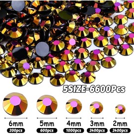 JMUQ 6600pcs Curry Resin Flatback Rhinestone for Crafting, 2mm 3mm 4mm 5mm 6mm Jelly Resin Non Hotfix Rhinestones for Tumblers, Mugs, Bottles, Makeup, Nail Art, Loose Bling Glitter Gem Stone