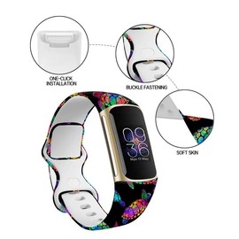 BOSPFJG Sport Bands Compatible with Charge 6 /Charge 5 for Women Men,Soft Waterproof Replacement Straps Wristbands for Charge Advanced Fitness Tracker(Watercolor Colorful Turtle)
