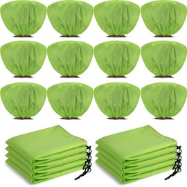 Wesnoy 12 Pcs Winter Plant Covers Freeze Protection 39.4x23.6 Inch Horizontal Shrub Tree Rose Plant Protection Bags Frost Blanket with Drawstring for Fall Winter Outdoor Garden Planting (Green)