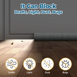 Augblinds Door Draft Stopper 32 Inch, Under Door Gap Filler Bottom, Adjustable 26'' to 32'' Noise Blocker Soundproof Seal Gap up to 1.7'' Door Sweep, Machine Washable, Gray