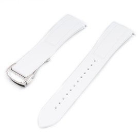 StrapHabit Quick Release Deployant Rubber Watch Strap For Large and Small Wrists - Women and Men - Band FKM Deloyment 19mm, 20mm, 21mm, 22mm (21mm, White)
