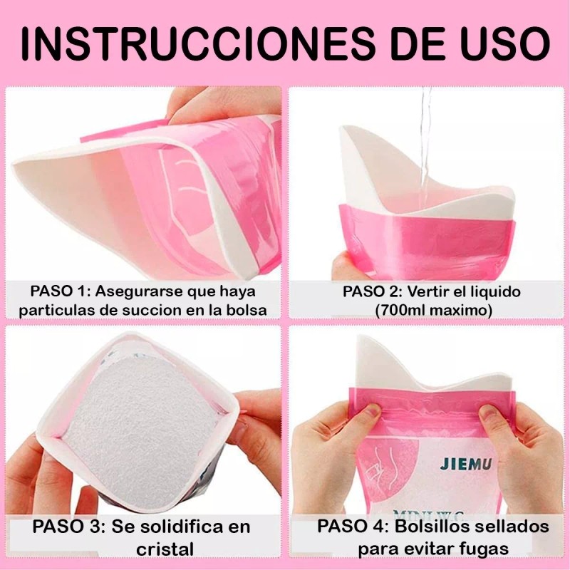 Veraly Orinal Portátil Bolsa Emergencia Adulto Estirable Viaje 4p F