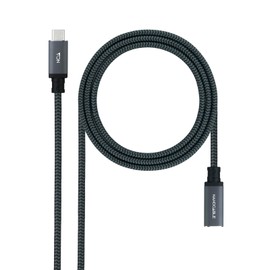 NANOCABLE 10.01.4500-COMB USB 3.2 Gen2X2 Kabel, 100 W, 4K/60 Hz, USB-C/M, USB-C/H, Schwarz/Grau, 0,5 m