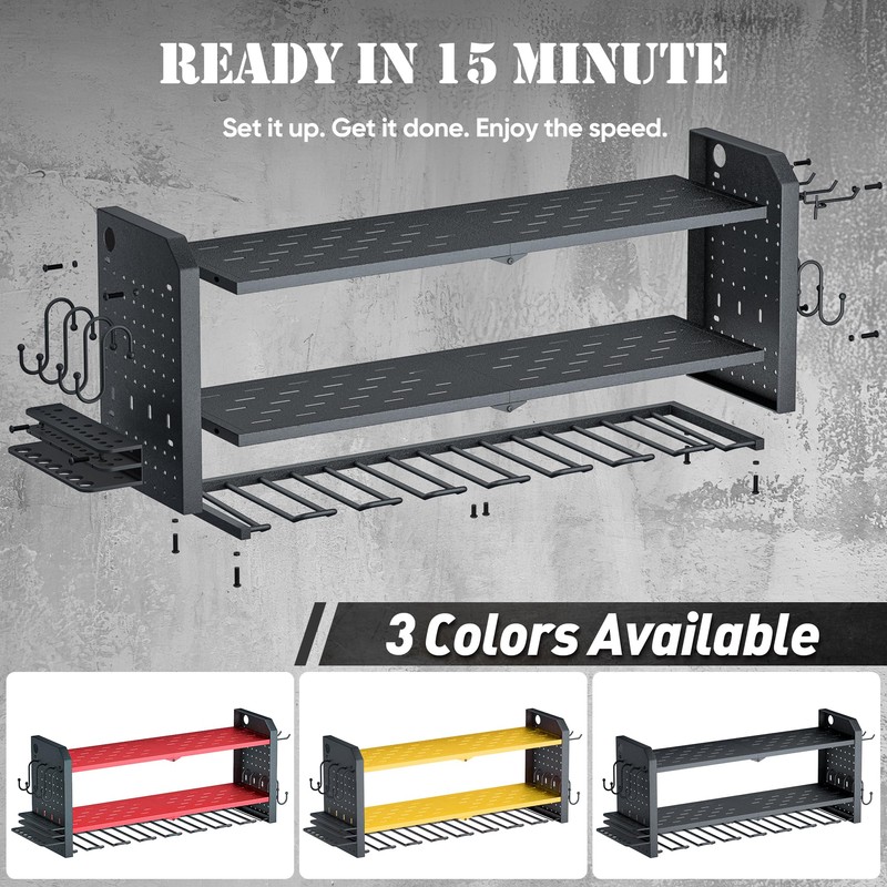 Power Tool Organizer Wall Mount, Large 8 Drill Holder Wall