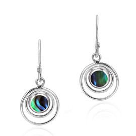 Cascading Orbits Abalone Shell .925 Sterling Silver Dangle Earrings