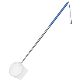 Pawfly Aquarium Shrimp Net 4 Inch Fish Tank Net with Long Extendable Stainless Steel Handle & Small Soft Round Fine Net Mesh for Shrimp Baby Fish Food Residue Debris Skimming Tool for Fish Tank & Pond