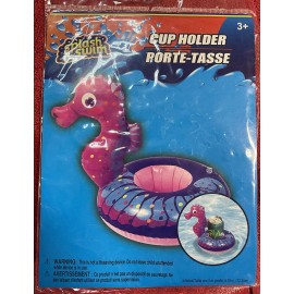 Inflatable Swimming Pool Float Cup Drink Beer Holder Seahorse Beach Party