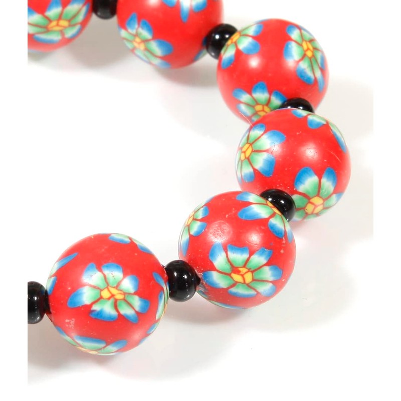 Style ARThouse Robyn, Red Millefiori Polymer Clay Stretch Bracelet Size