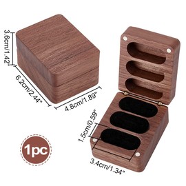 PH PandaHall Solid Wood Ring Box, 3 Slot Ring Box with Clasps and Black Velvet Inside Solid Ring Holder Rectangle Wooden Ring Case Box for Wedding Ceremony Engagement Birthday