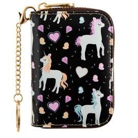 ANNAMISSI Rfid Credit Card Holder,Wallet Women Organizer Accordian Men Minimalist Wallet,Card Holder Keychain, Pony, Multifunction