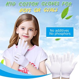 24 guantes hidratantes de algodón blanco para manos secas, guantes de eccema para niños y mujeres, guantes de tela reutilizables elásticos (S)