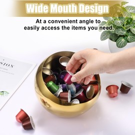 OLegei Coffee Capsules Holder Bowl -Pods Storage Basket-Compatible with All Coffee Pods - Stainless Steel Cafe Bar Organizer Basket for K-Cup, Vertuo, Original Line, Sweetener-15cm in Height