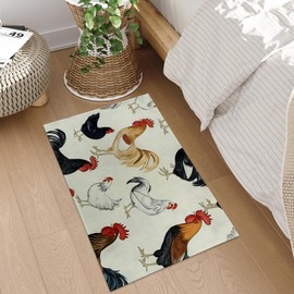Plistiz Farmhouse Rooster Indoor Door Mat, 17x29.5 Inch, Floor Area Rug for Entryway, Living Room, or Bathroom, Non-Slip Doormat, Classic Farm Animal Design Home Decor Rug Gifts
