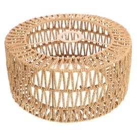 BESTOYARD Rattan Lamp Shade E27 Wicker Woven Pendant Lampshade Chandelier Light Cover Wall Lamp Bulb Cage Guard Rustic Hanging Light Fixture Spider Fitter 30x15cm