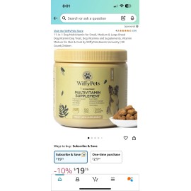 Wiffy Pets Chicken Flavor 11-in-1 Dog Multivitamin Chew for Sm, Med & Large Dog