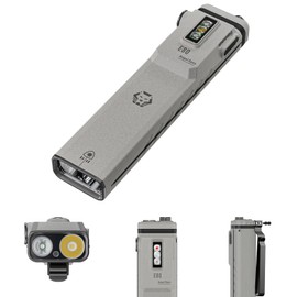 RovyVon Angel Eyes E80 Marble Flat Flashlight Combines with Green Beam, UV Light and White Light, 1800 Lumens Rechargeable EDC Flashlight, 3000 mAh Battery, Compact Pocket Flashlight