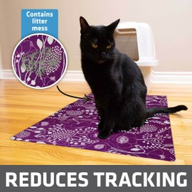 Drymate Original Cat Litter Mat, Contains Mess from Box, Protects Floors, Urine-Proof, Machine Washable, Soft on Kitty Paws, Absorbent, Waterproof (USA Made, Recycled Content) (20”x28”)(Purple Plum)