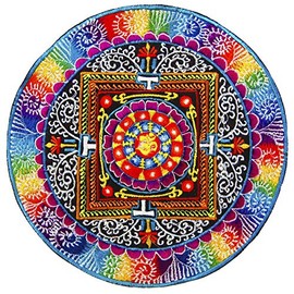 ImZauberwald AUM Sew-On Patch (Black Light Active Handmade) OM Patch Design, Application for Sewing or Decoration, UV Goa Embroidery Cosmic Music Mandala Art - l