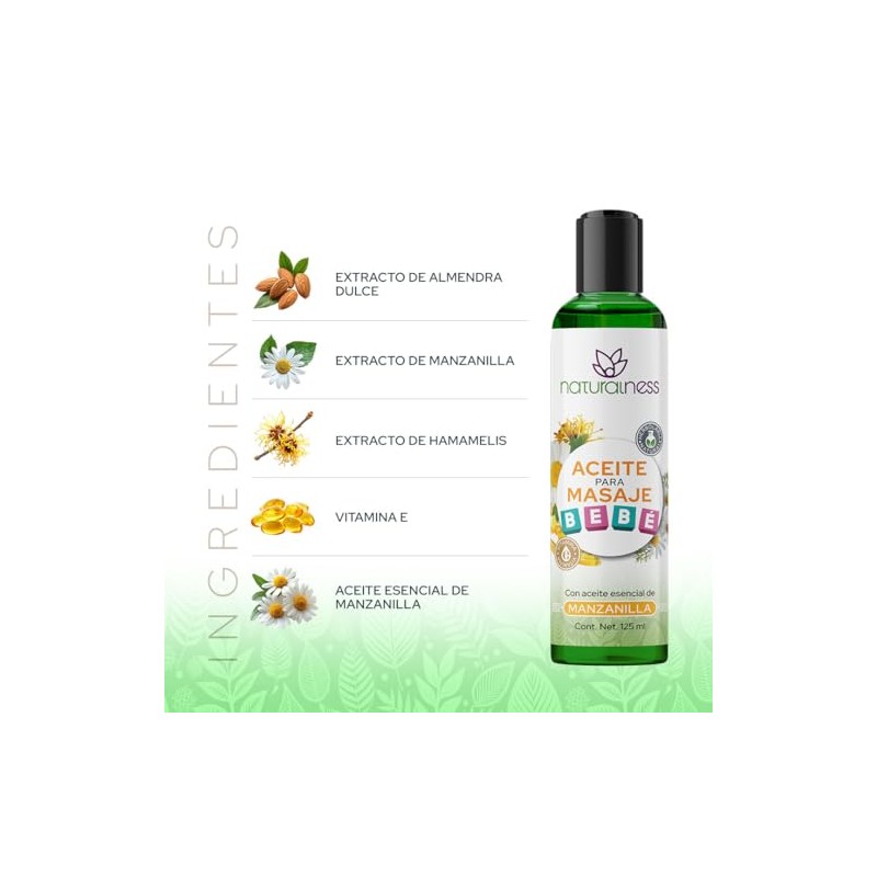 Aceite para masaje de bebé 125ml con manzanilla y hamamelis